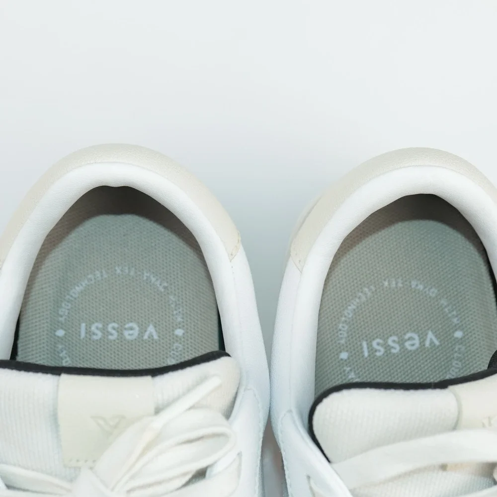 Vessi Womens Soho Sneaker Size 8 Waterproof White Tan Vegan Leather Lace Up Shoe